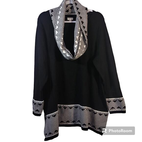 Avenue Black Geometric Print Sweater With Matching Scarf Size 18/20 - Picture 1 of 16